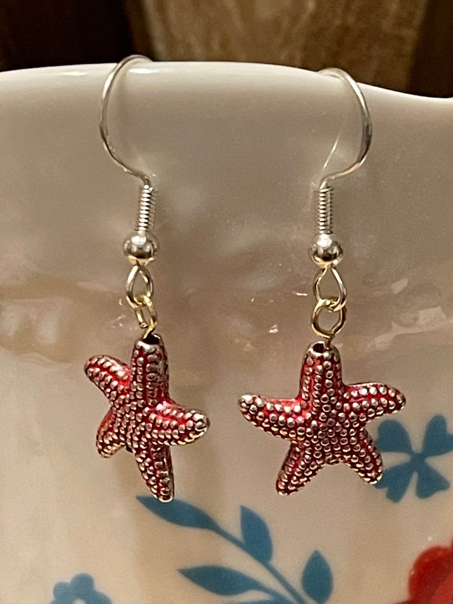 Sterling Silver Metal Starfish Earrings