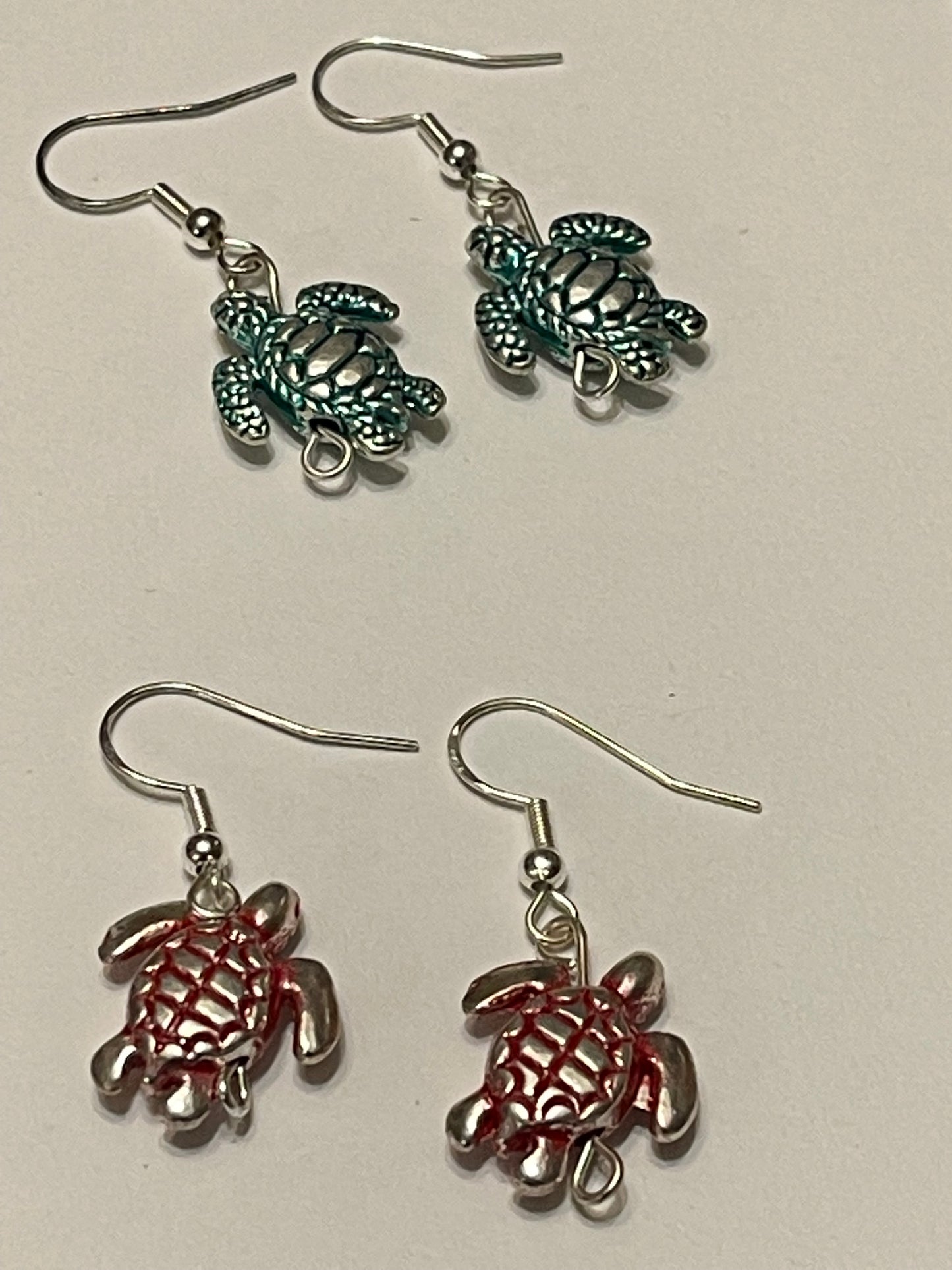 Metal Turtle Sterling Silver Earrings