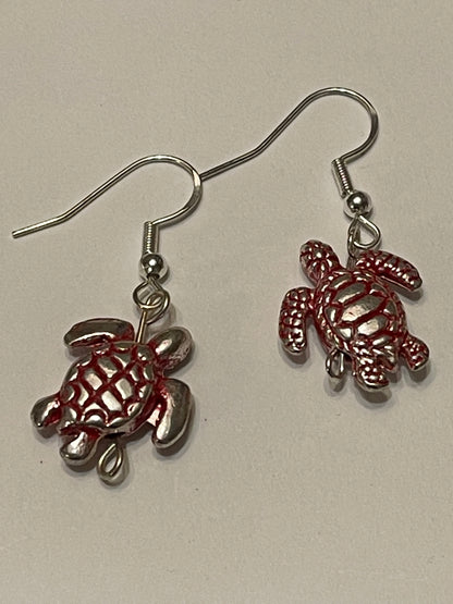 Metal Turtle Sterling Silver Earrings