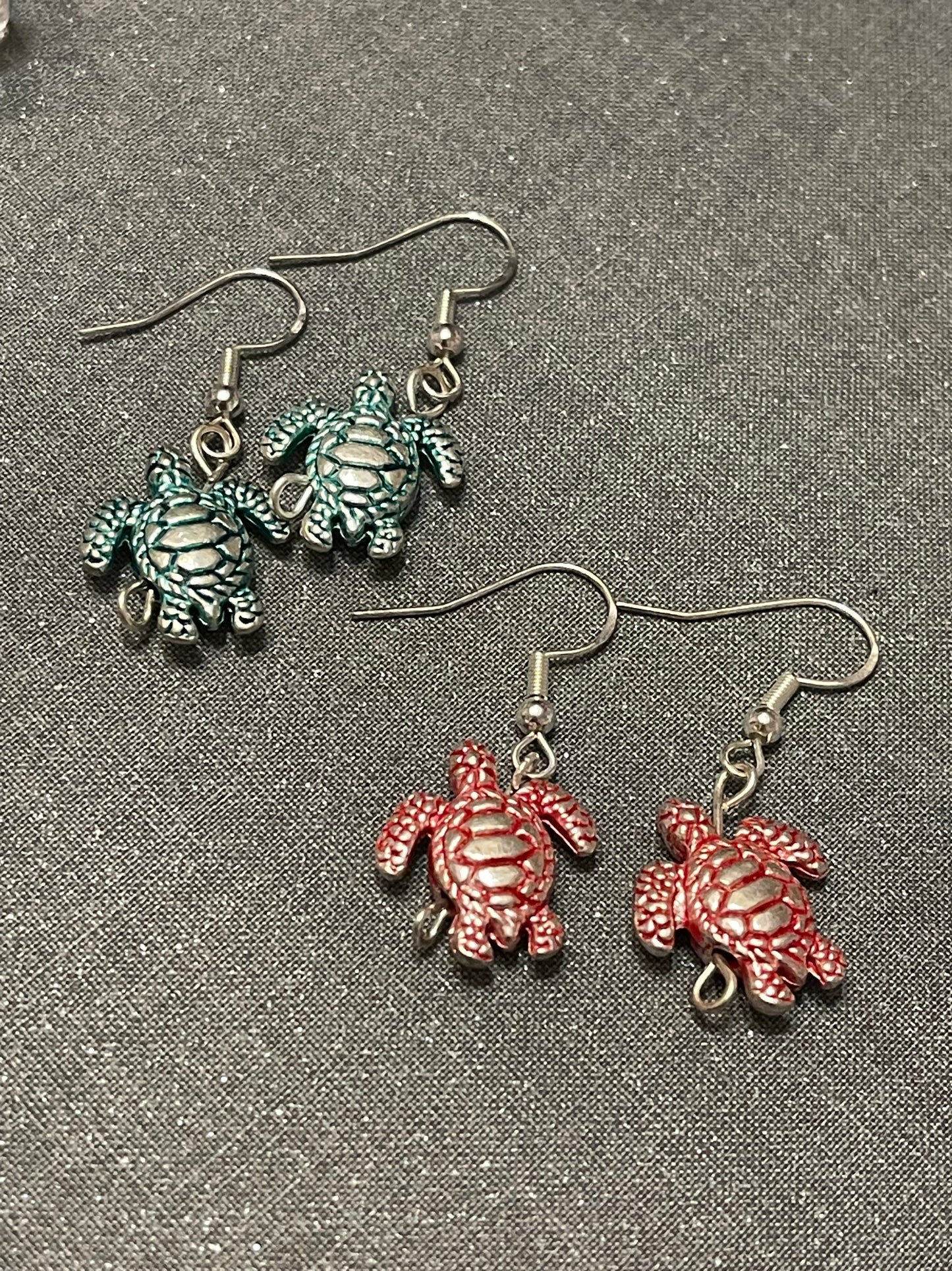 Metal Turtle Sterling Silver Earrings