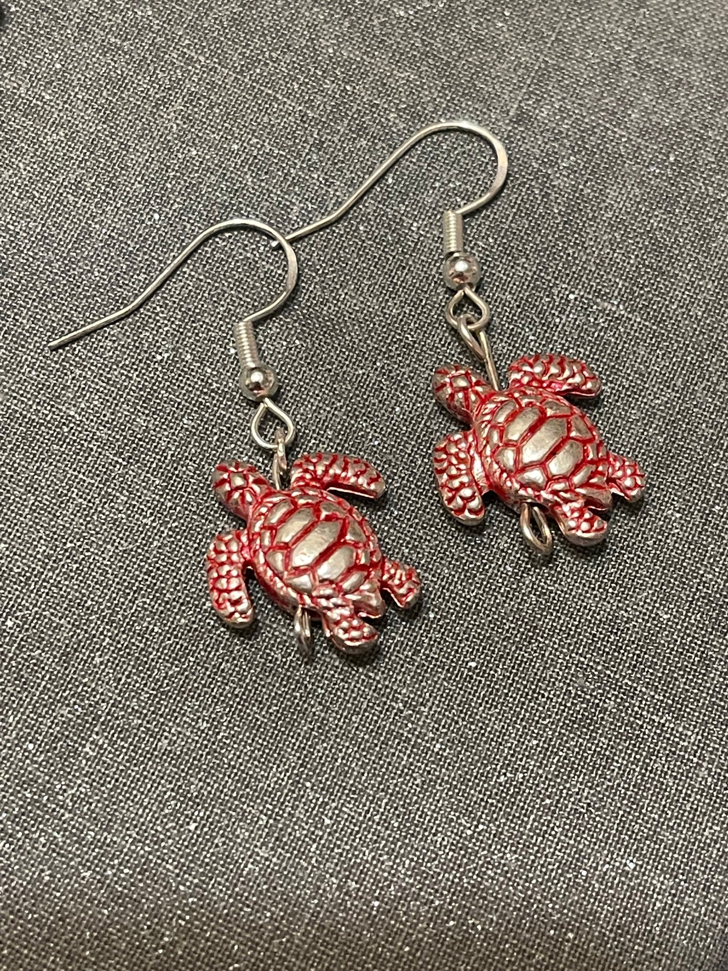 Metal Turtle Sterling Silver Earrings