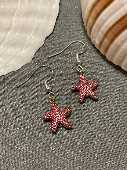 Sterling Silver Metal Starfish Earrings