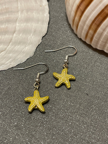 Sterling Silver Metal Starfish Earrings