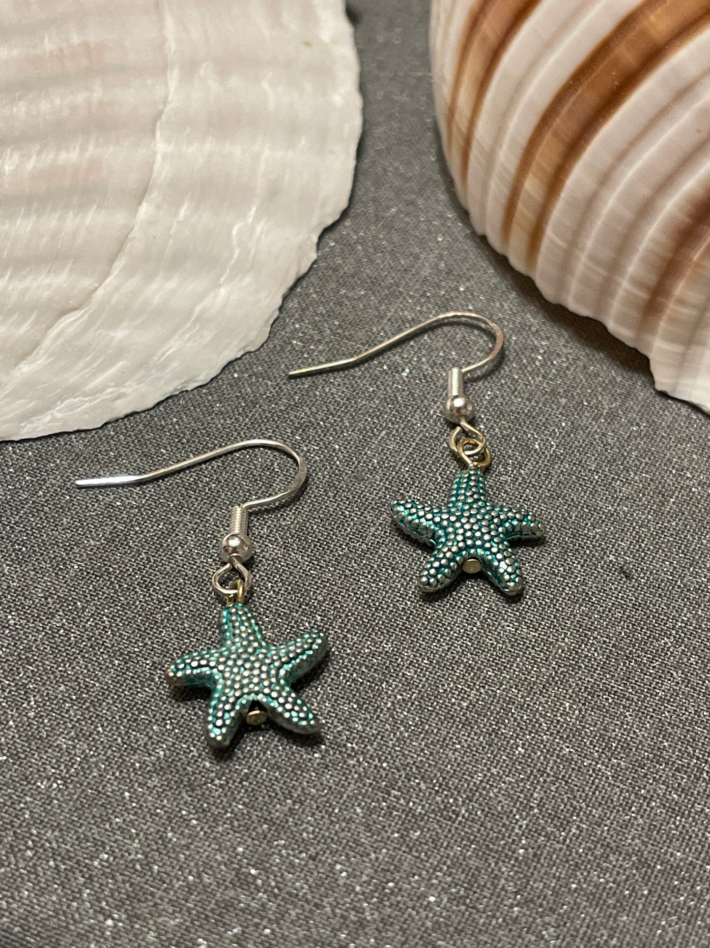 Sterling Silver Metal Starfish Earrings