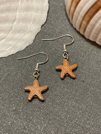 Sterling Silver Metal Starfish Earrings