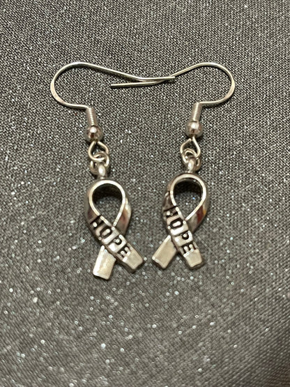 Silver Hope Breast Cancer Earrings