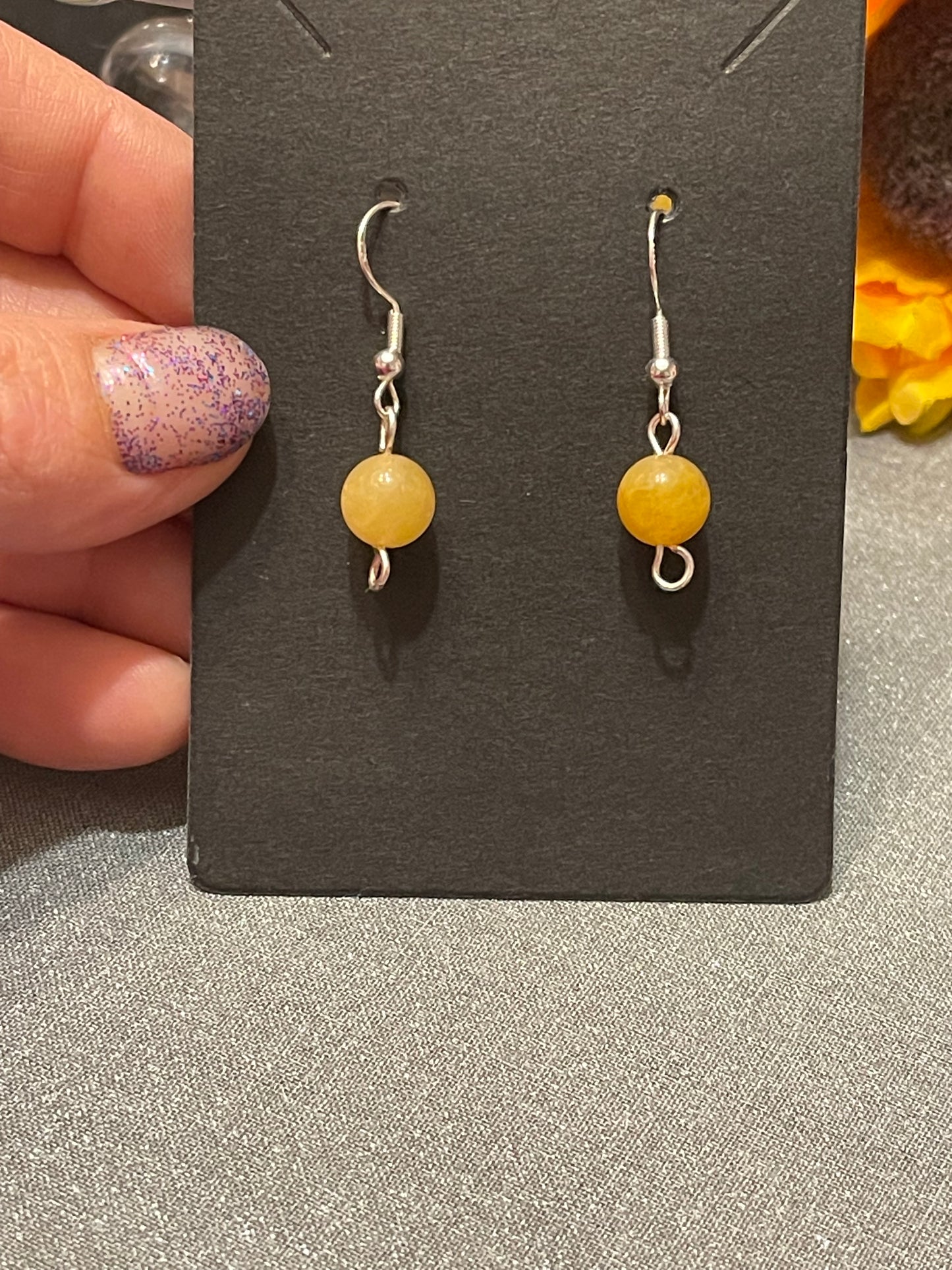 Yellow Jade Gemstone Earrings