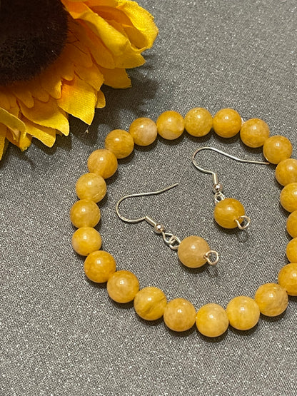 Yellow Jade Gemstone Earrings