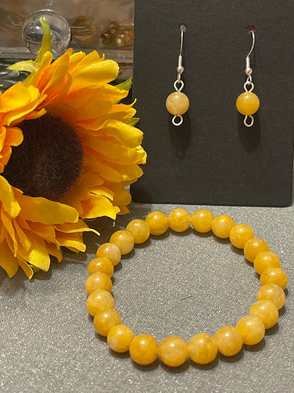 Yellow Jade Gemstone Earrings