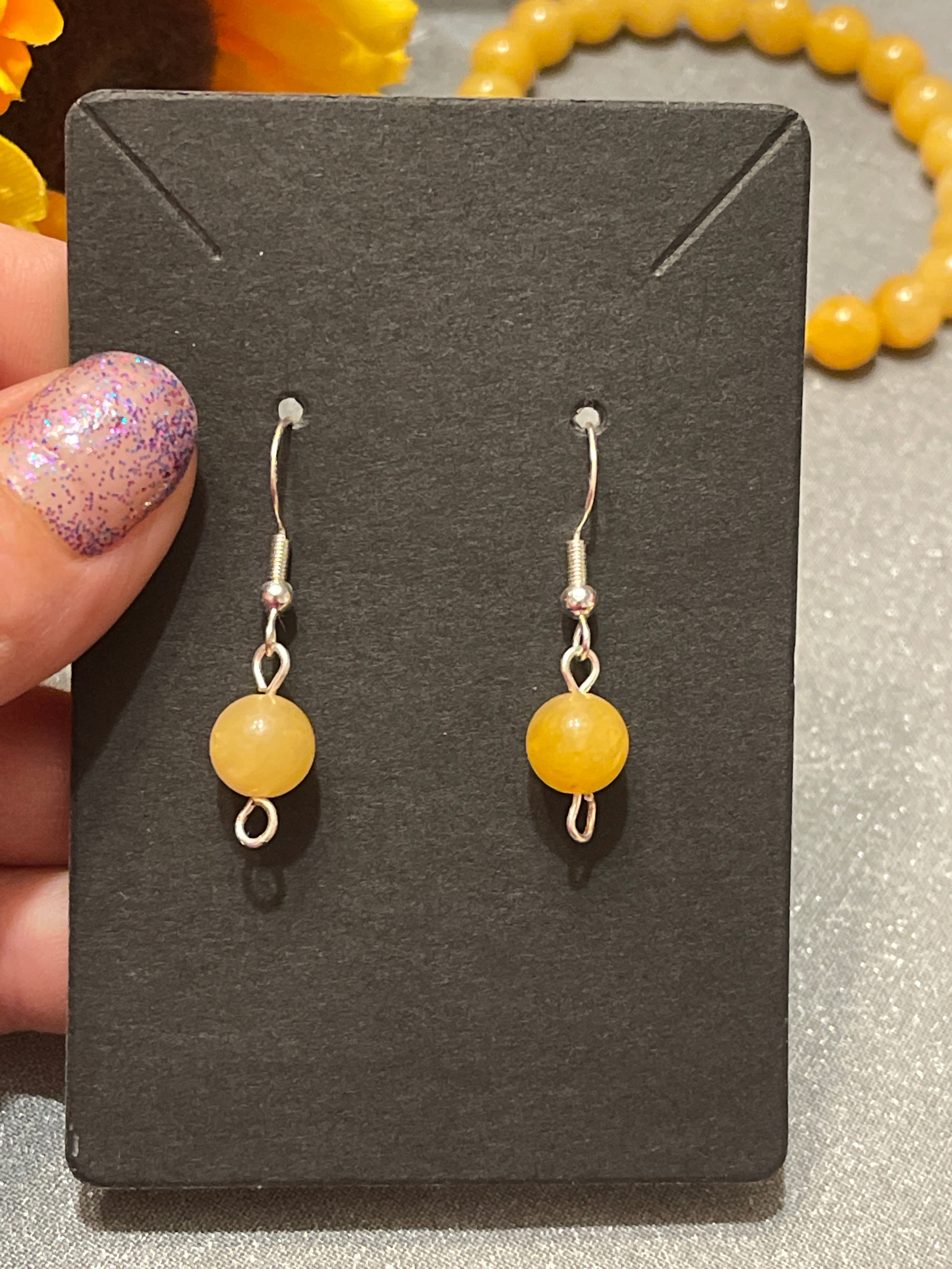 Yellow hot sale jade earrings