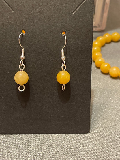 Yellow Jade Gemstone Earrings