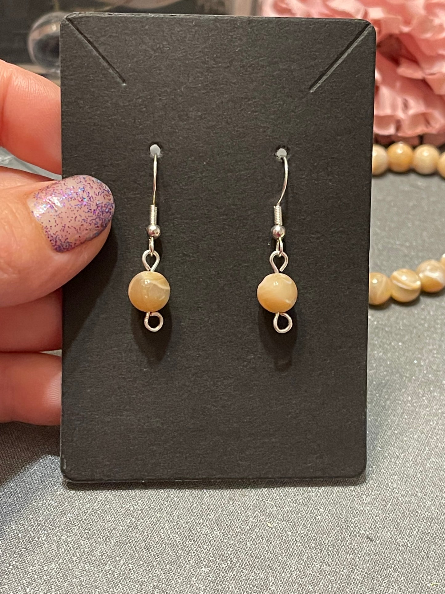 Natural Mother of Pearl Gemstone Earrings