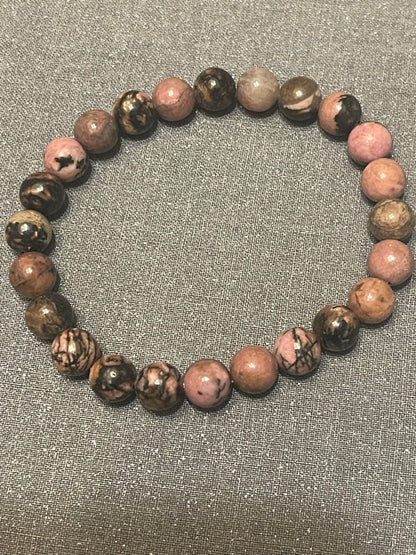 Pink Black Rhodonite Bracelet