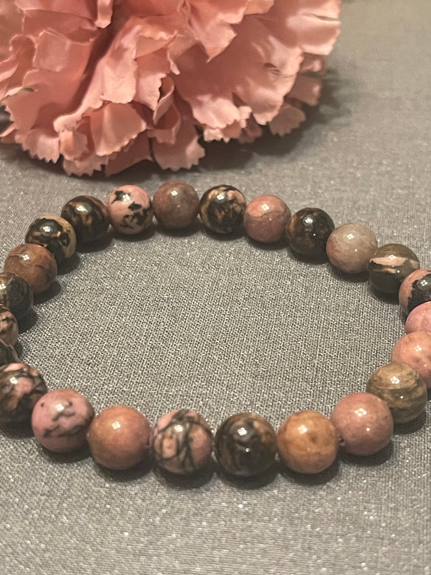 Pink Black Rhodonite Bracelet