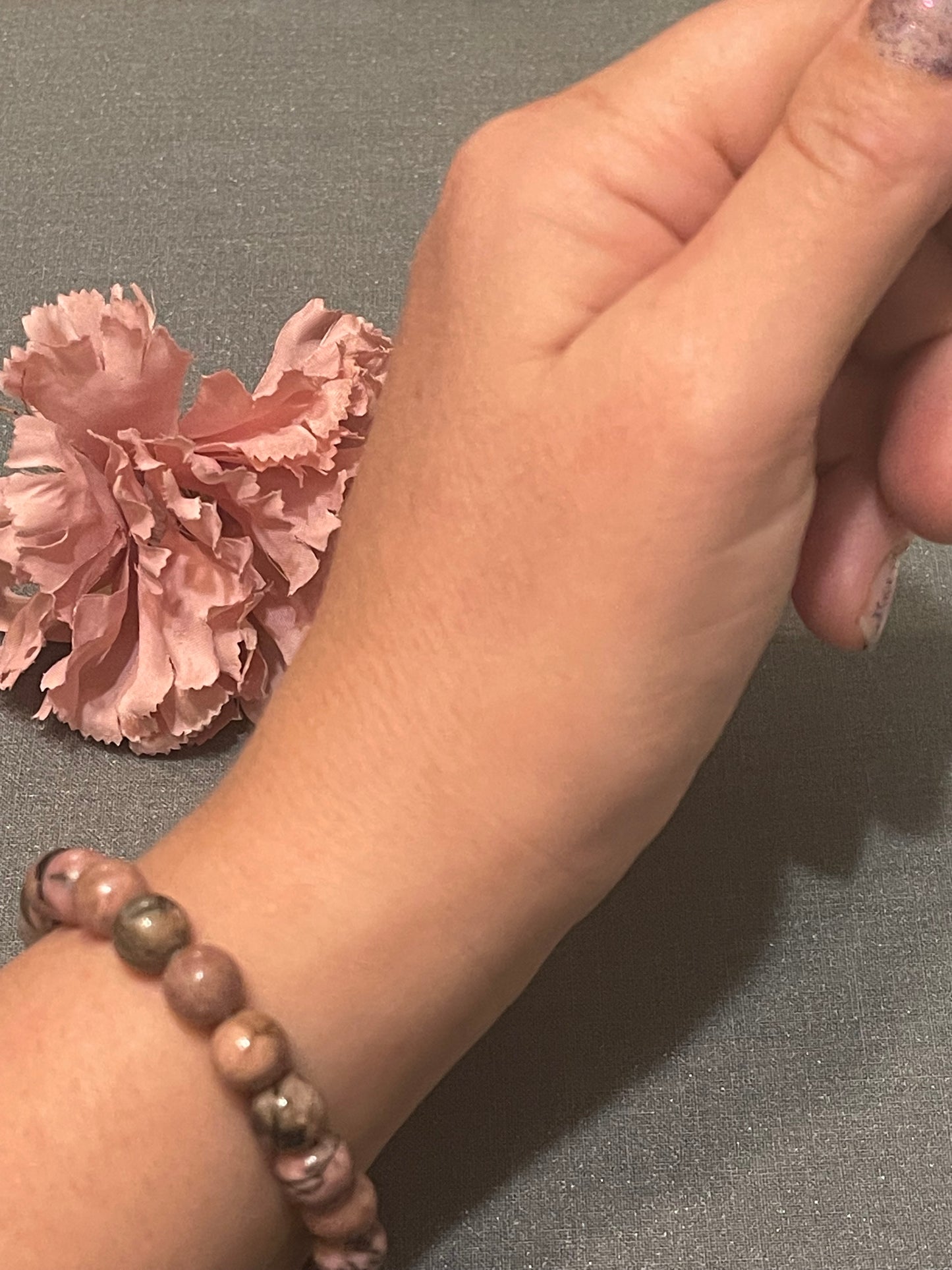 Pink Black Rhodonite Bracelet