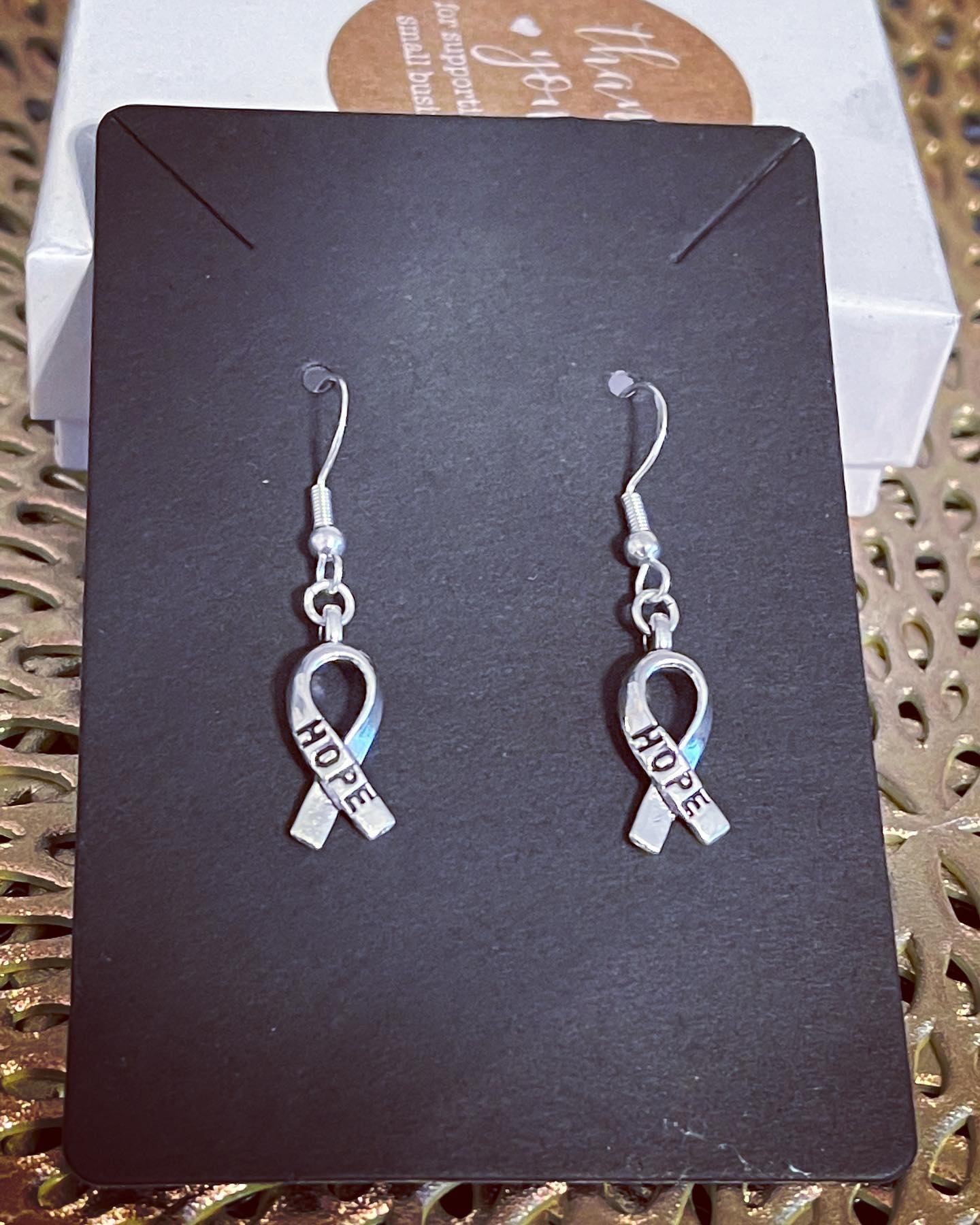 Silver Hope Breast Cancer Earrings